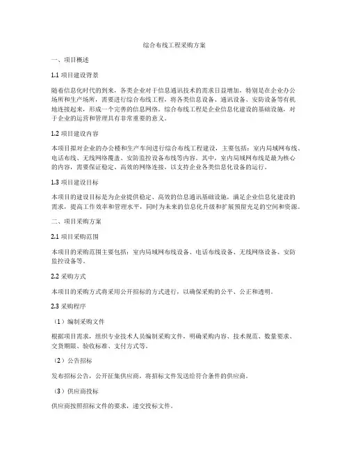 综合布线工程采购方案