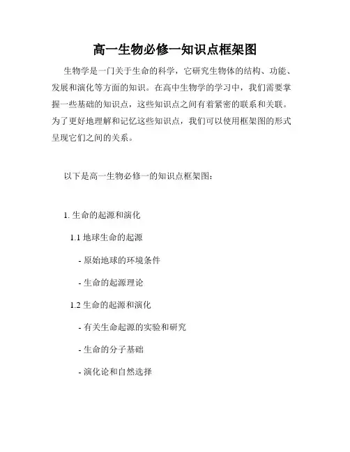 高一生物必修一知识点框架图