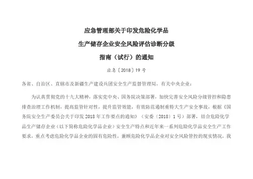 安全风险评估诊断分级应急(2018)19号