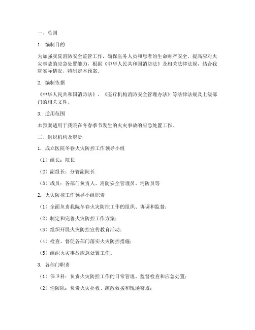 医院冬春火灾防控工作预案