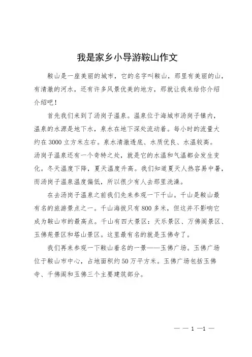 我是家乡小导游鞍山作文