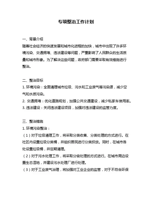 专项整治工作计划