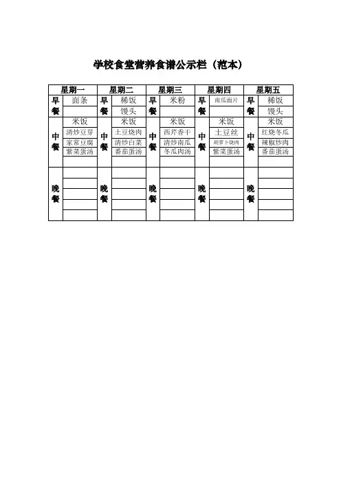 食堂公示栏样式