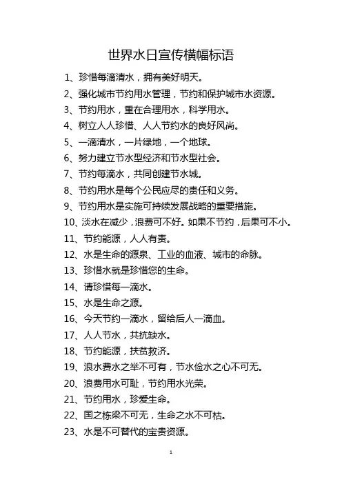 世界水日宣传横幅标语