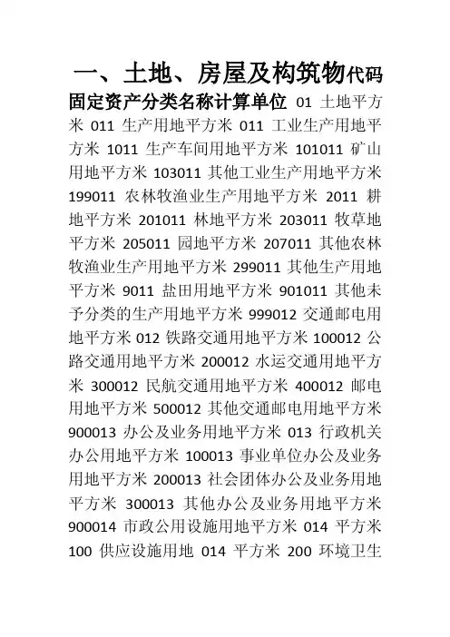 固定资产分类表（国家）