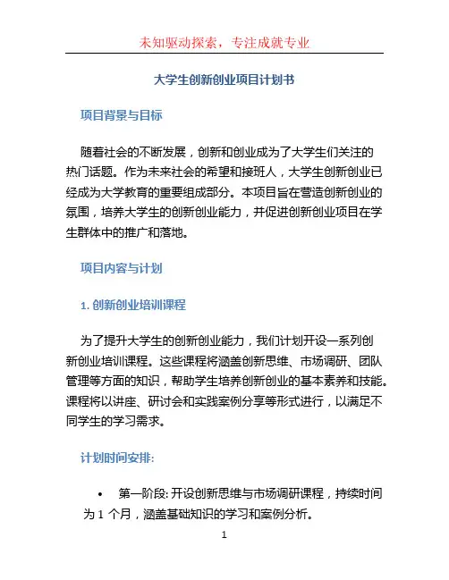 大学生创新创业项目计划书