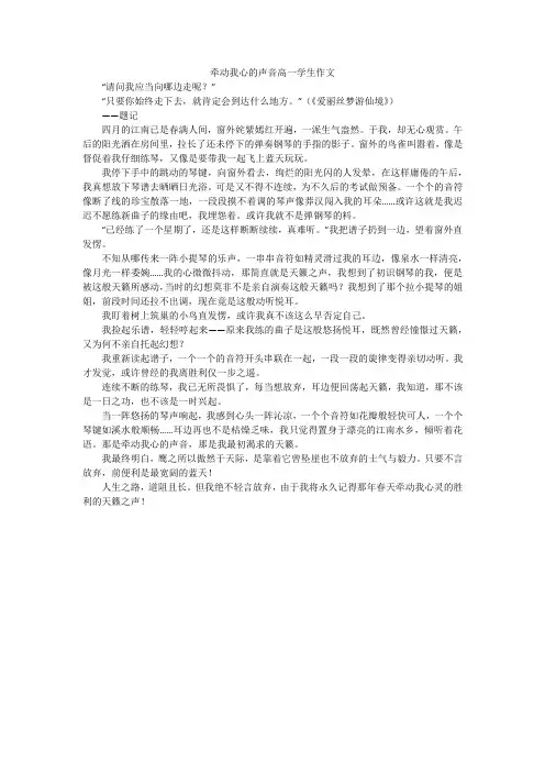 牵动我心的声音高一学生作文