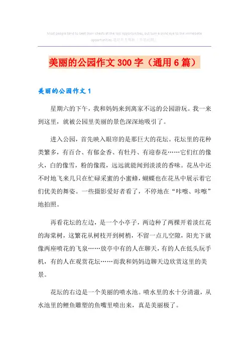 美丽的公园作文300字(通用6篇)