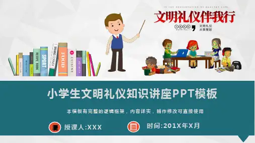 小学生文明礼仪知识讲座PPT模板(图文)
