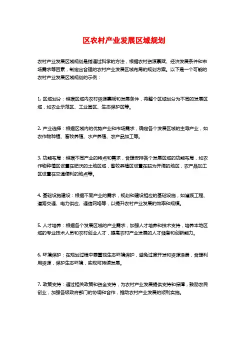 区农村产业发展区域规划