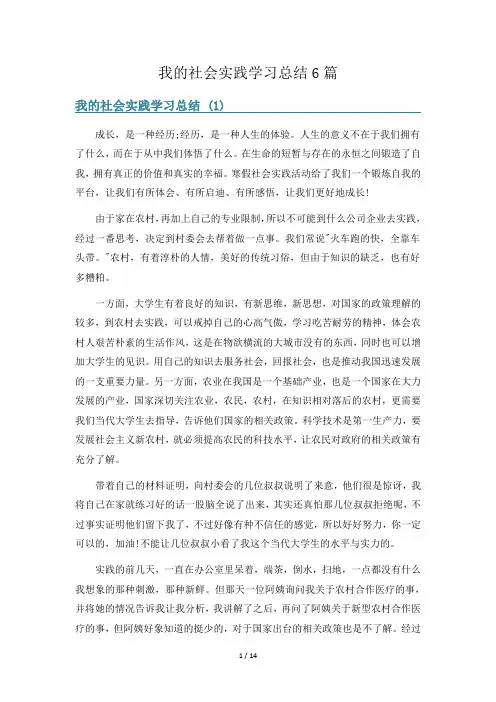 我的社会实践学习总结6篇