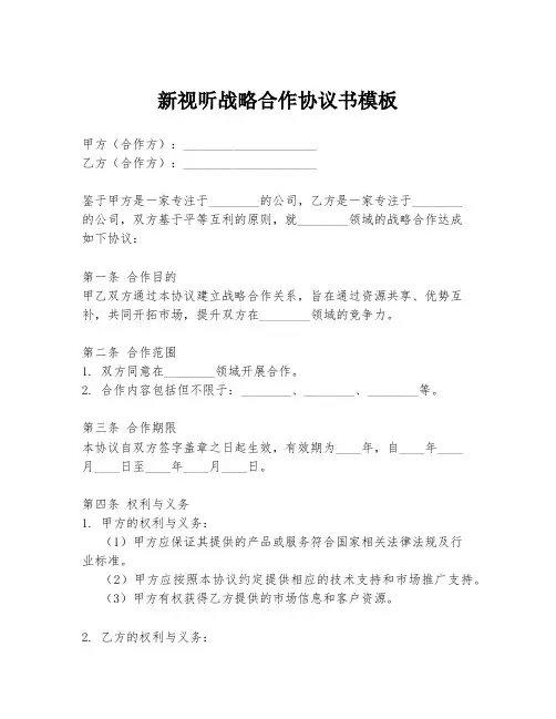 新视听战略合作协议书模板
