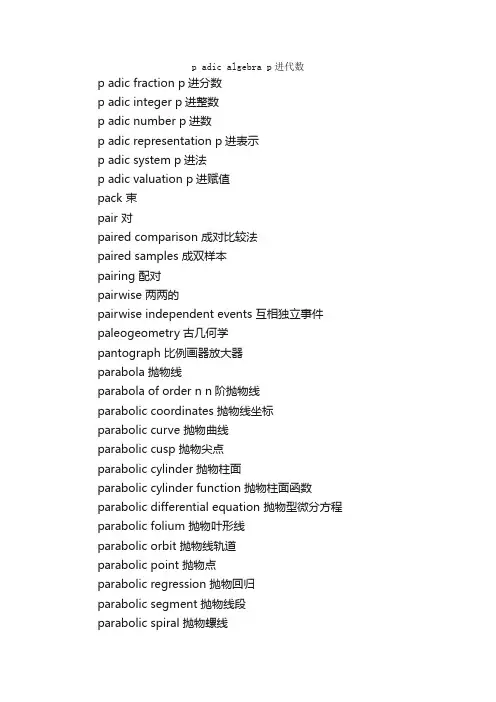 数学专业英语词汇（P）_数学物理英语词汇