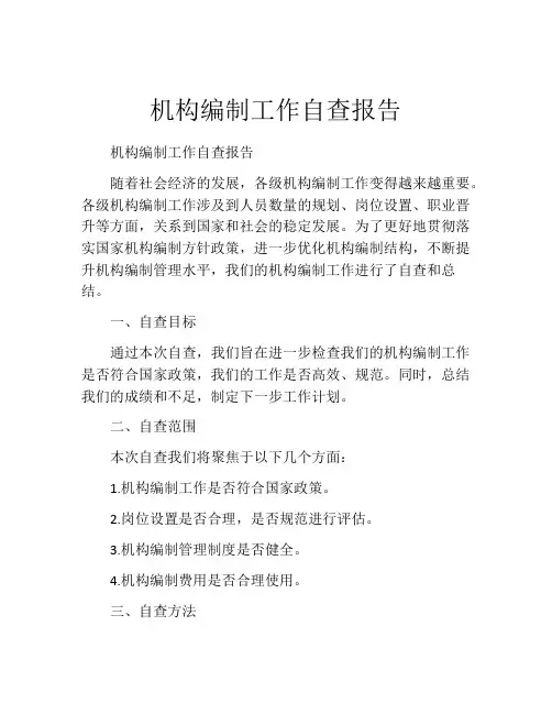 机构编制工作自查报告