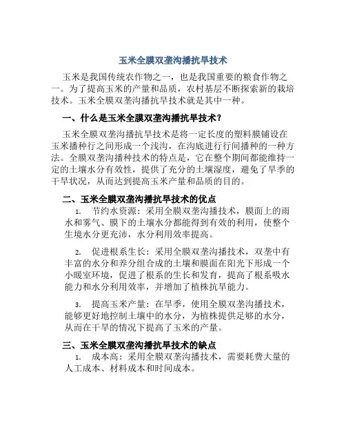 玉米全膜双垄沟播抗旱技术