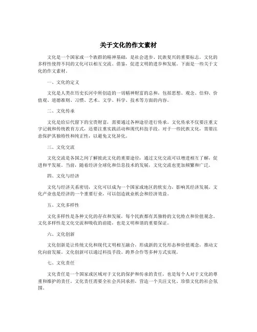关于文化的作文素材