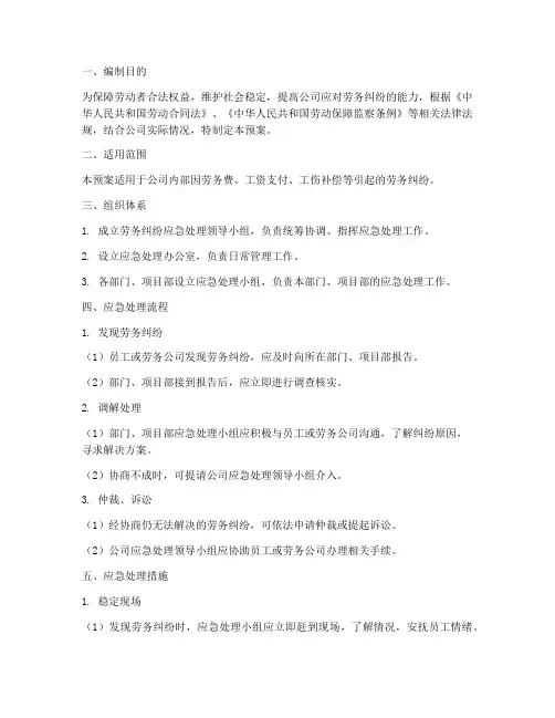 劳务纠纷应急预案