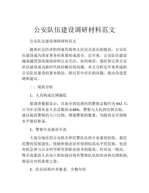 公安队伍建设调研材料范文