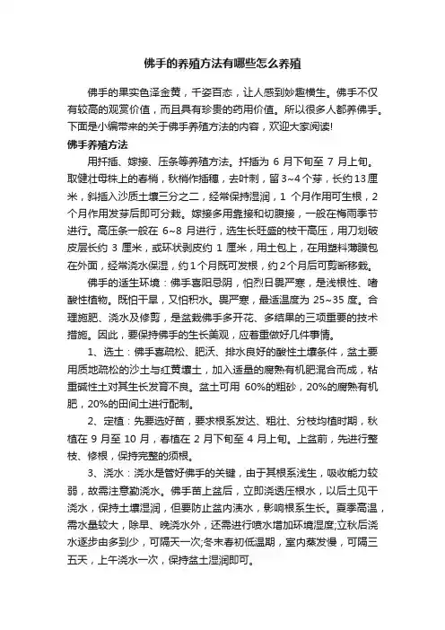 佛手的养殖方法有哪些怎么养殖
