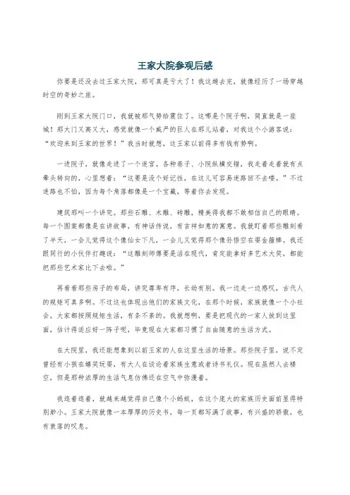 王家大院参观后感
