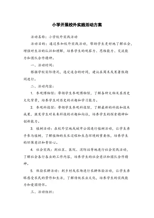 小学开展校外实践活动方案