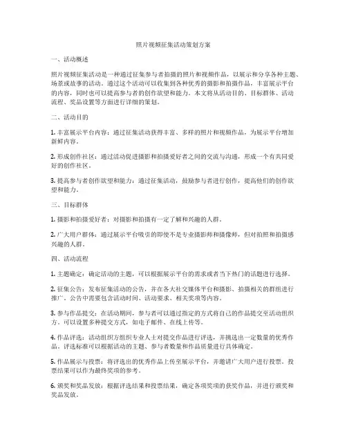 照片视频征集活动策划方案