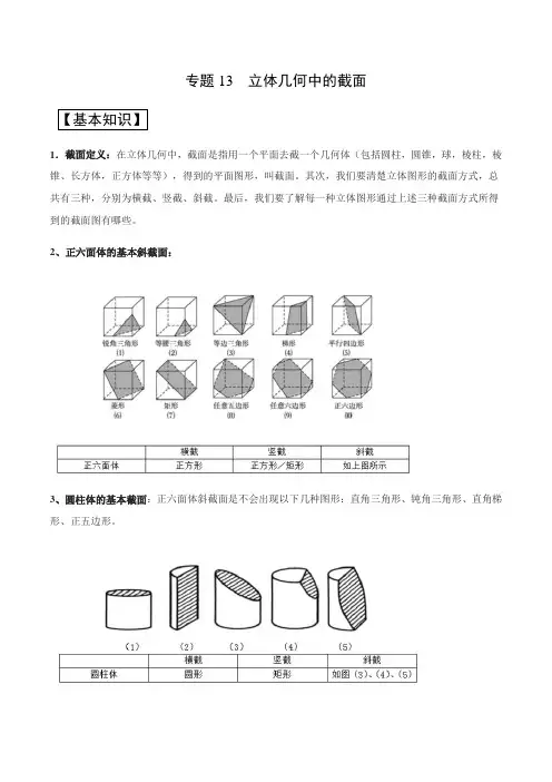 立体几何中的截面(解析版)