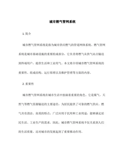 城市燃气管网系统