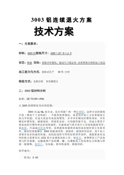 3003铝连续退火方案