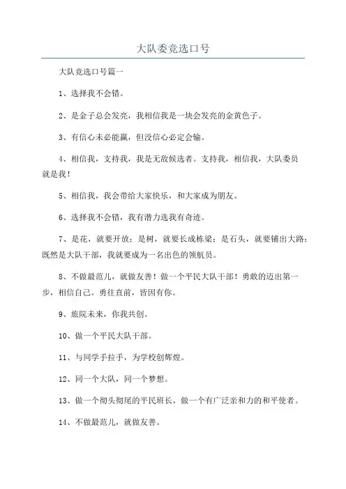 大队委竞选口号
