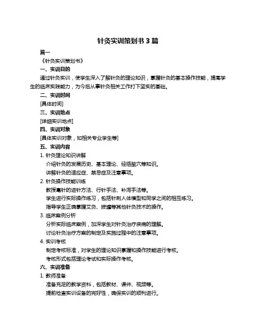 针灸实训策划书3篇
