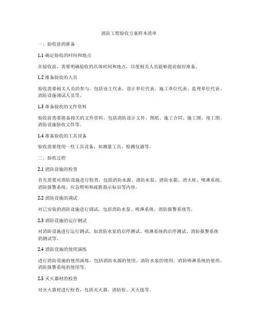 消防工程验收方案样本清单