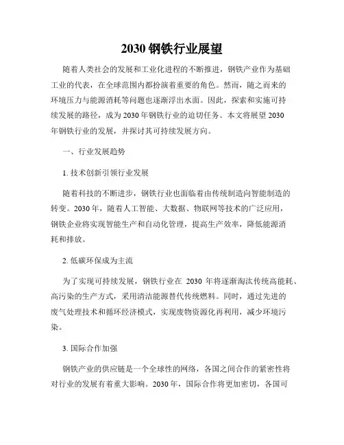 2030钢铁行业展望