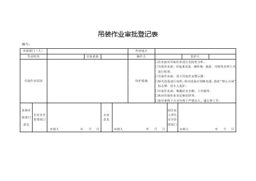 吊装作业审批登记表