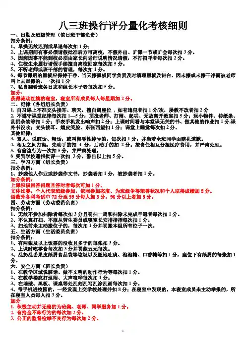班级操行分量化考核细则