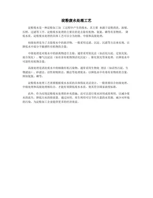 淀粉废水处理工艺