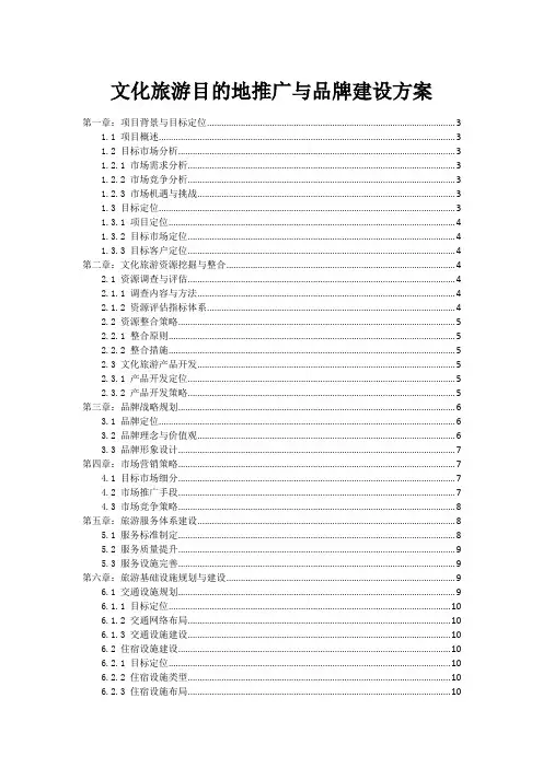 文化旅游目的地推广与品牌建设方案