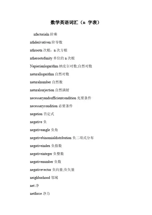 数学英语词汇(n 字表).doc
