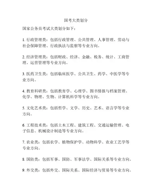 国考大类划分