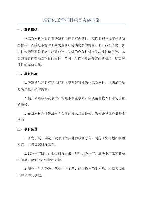 新建化工新材料项目实施方案