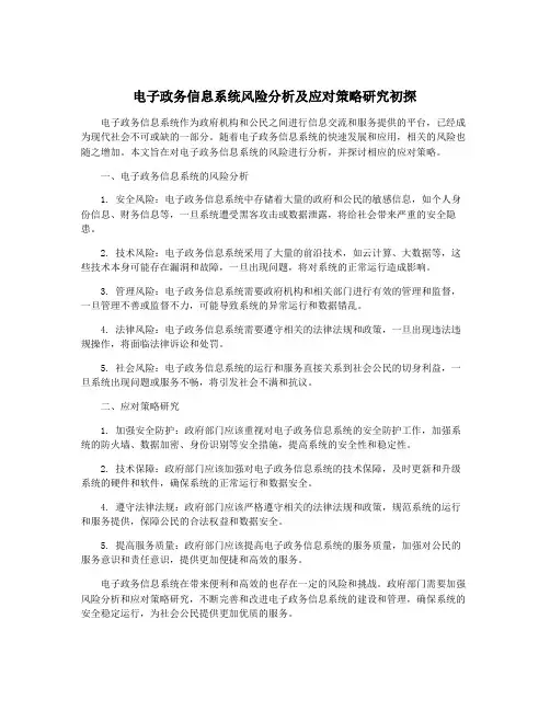 电子政务信息系统风险分析及应对策略研究初探