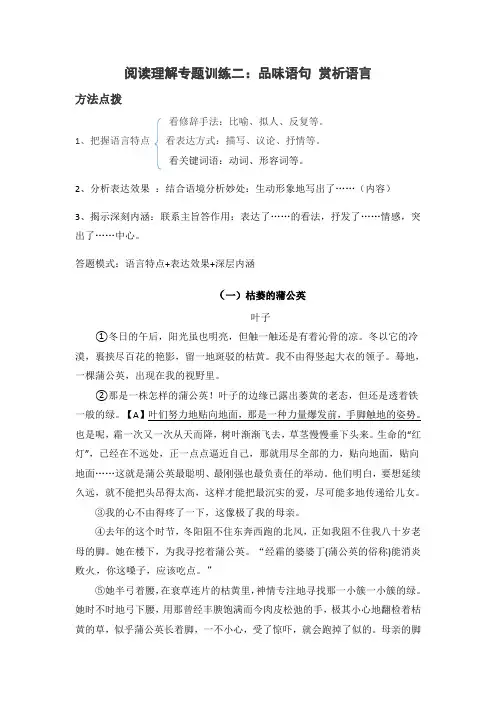 阅读理解专题训练二 (含答案)