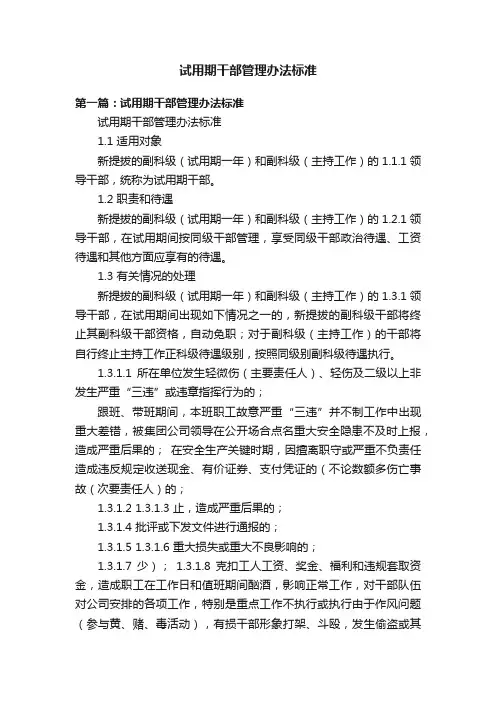 试用期干部管理办法标准