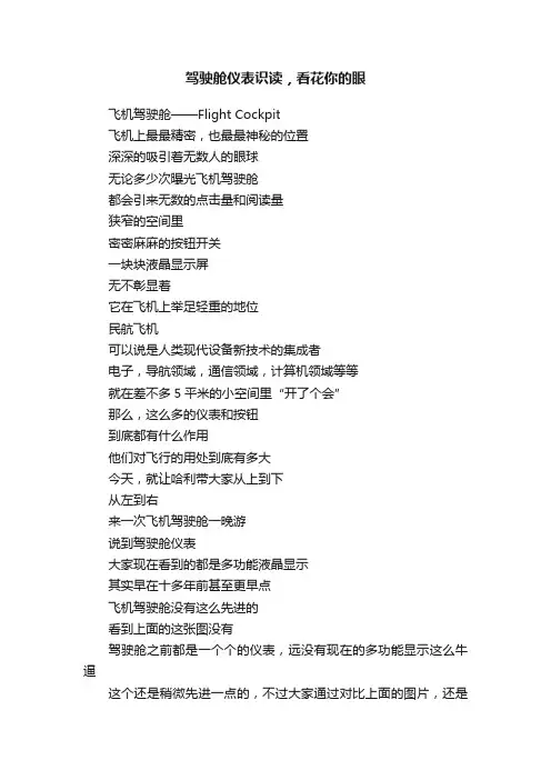 驾驶舱仪表识读，看花你的眼