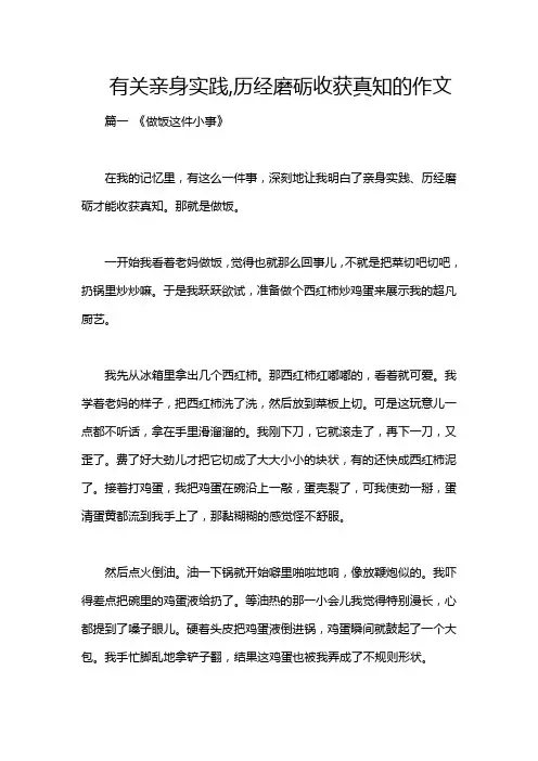 有关亲身实践,历经磨砺收获真知的作文