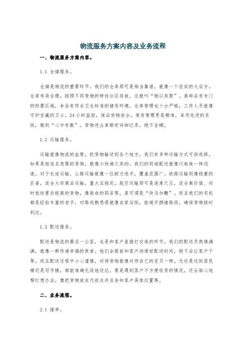 物流服务方案内容及业务流程