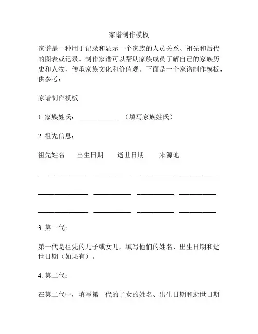 家谱制作模板