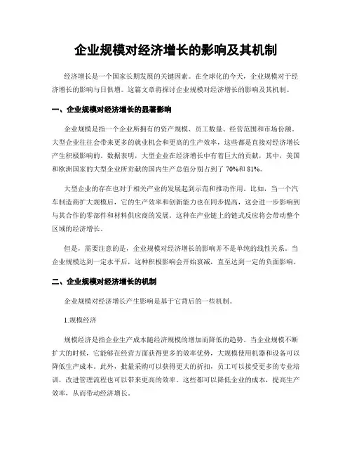 企业规模对经济增长的影响及其机制