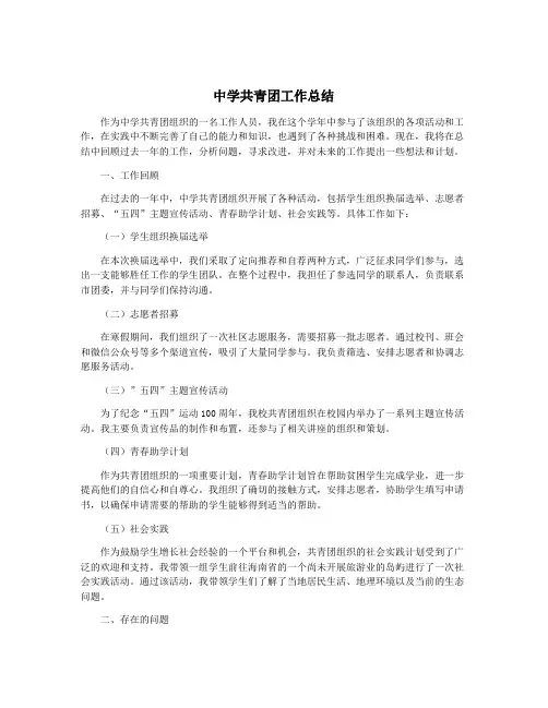 中学共青团工作总结