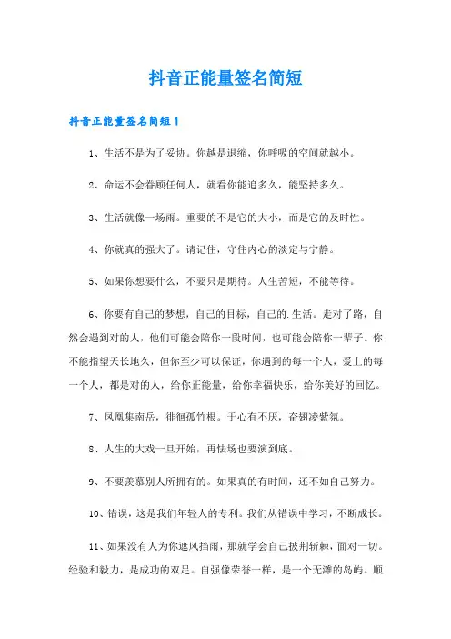 抖音正能量签名简短